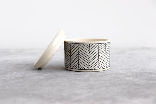 Herringbone Salt Cellar - White