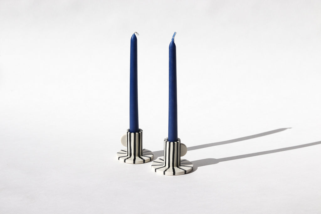 Candlestick Holder Pair - Stripes