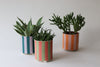 Striped Footed Planter - Coral and Dune