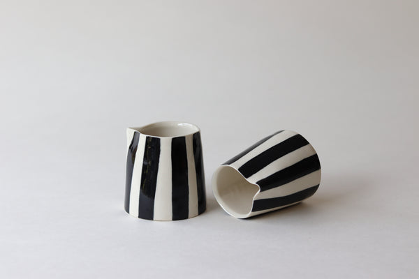 Mini Creamer with Stripes - Black and White
