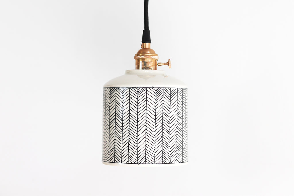 Herringbone Plug-In Pendant - White