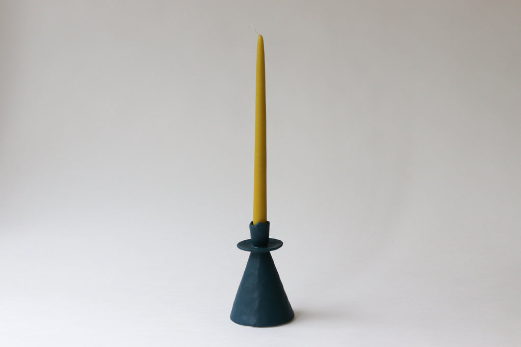 Pinched Candlestick Holder - Deep Ocean