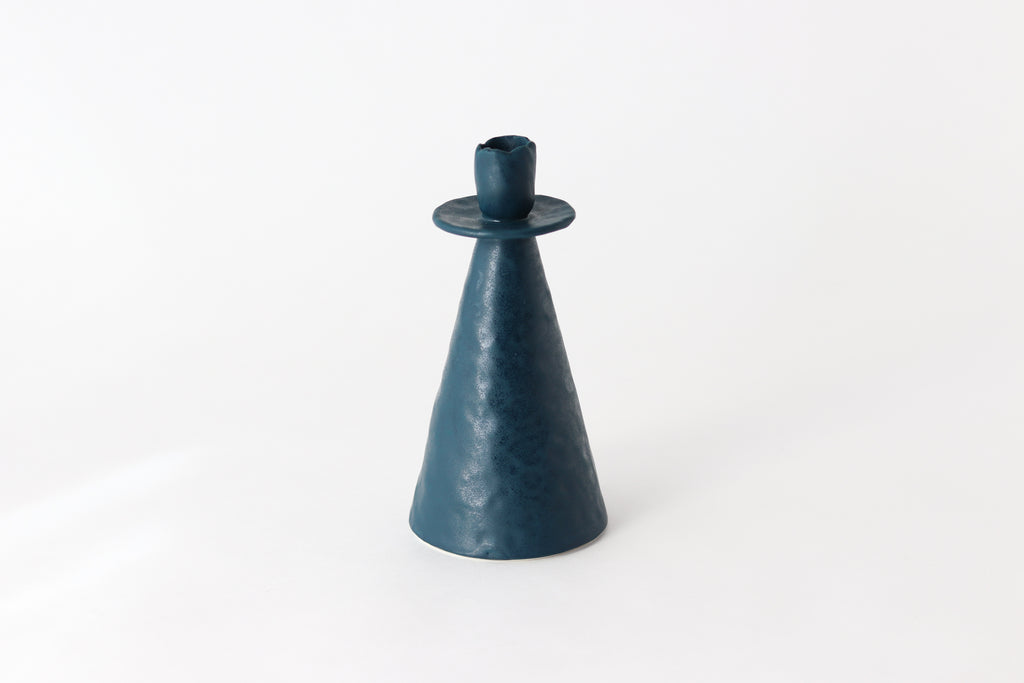 Pinched Candlestick Holder - Deep Ocean - SECOND