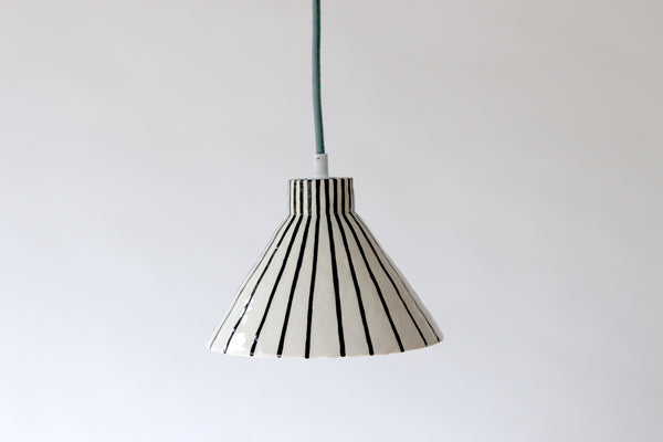 Pinstripe Pendant Swag Light - Sage