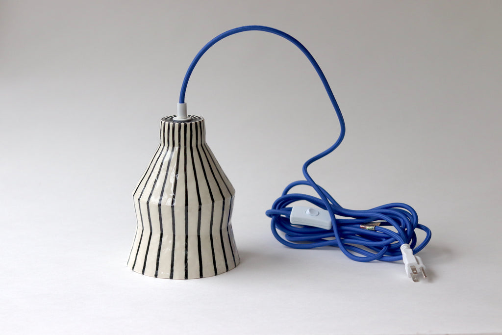 Pinstripe Pendant Swag Light - Sky