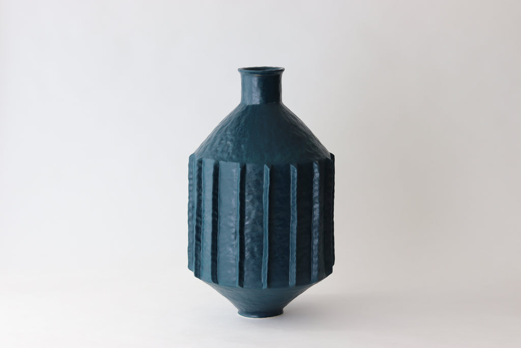 Tall Pinched Vase - Deep Ocean