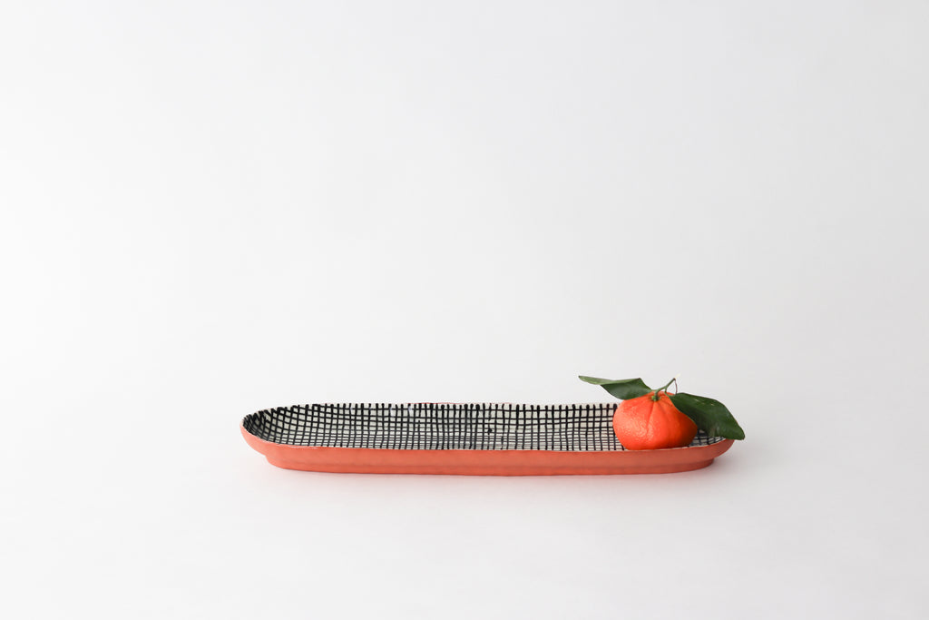 Long Oval Pinched Tray - Rust