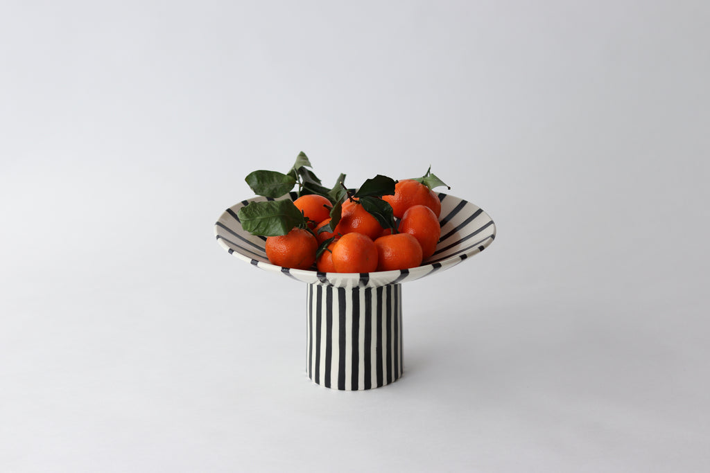 Burst Pedestal Bowl - Black and White