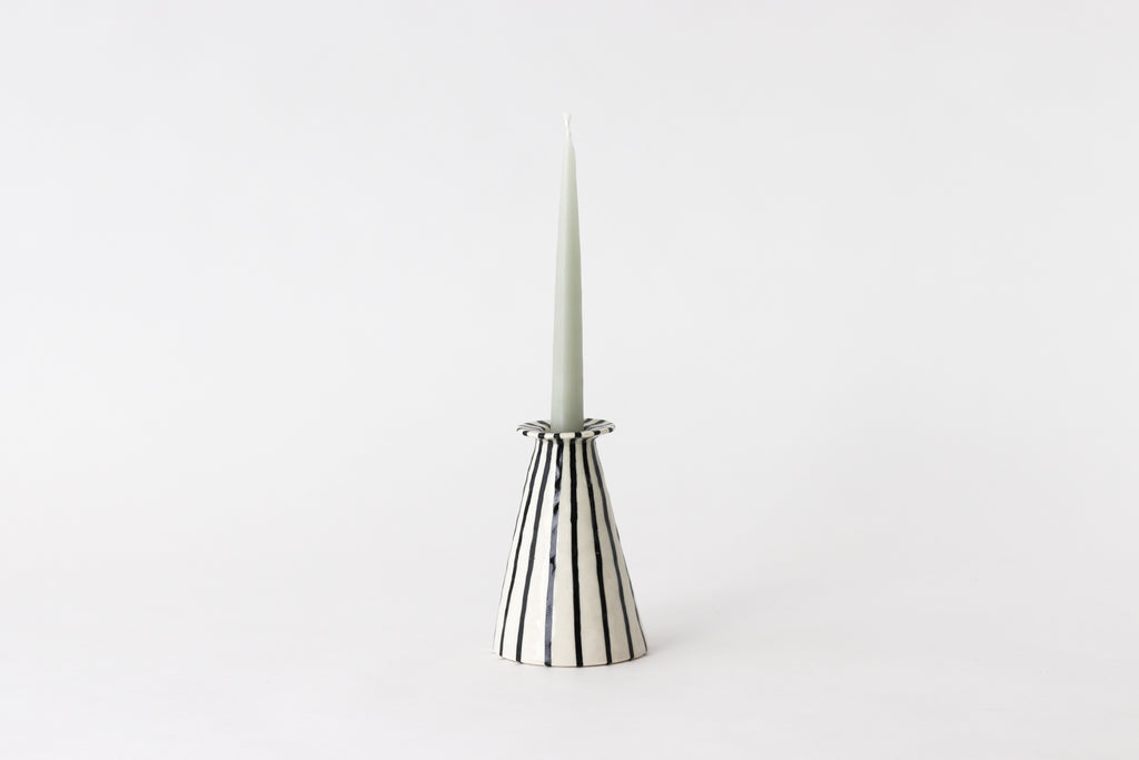 Pinched Candlestick Holder - Stripes