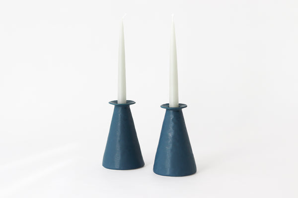 Pinched Candlestick Holder - Deep Ocean
