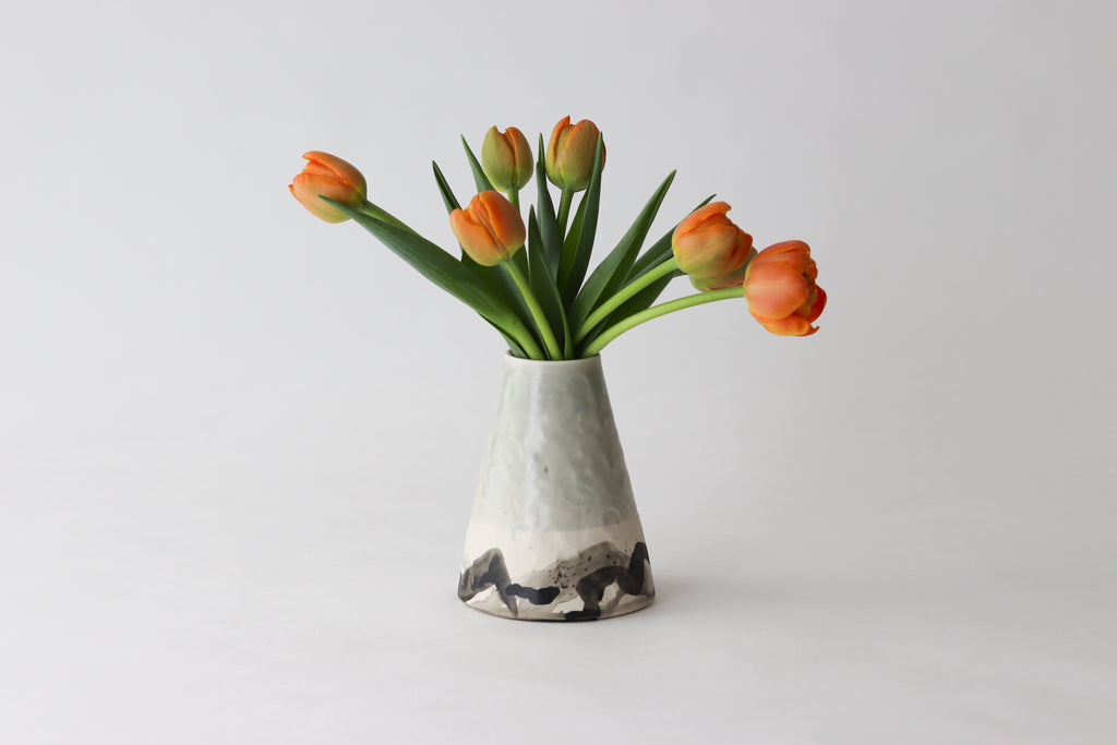 Pinched Splatter Bud Vase - Seafoam