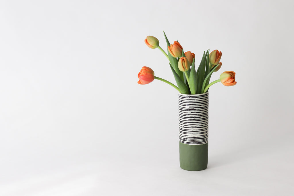 Tall Pinched Vase - Kelp