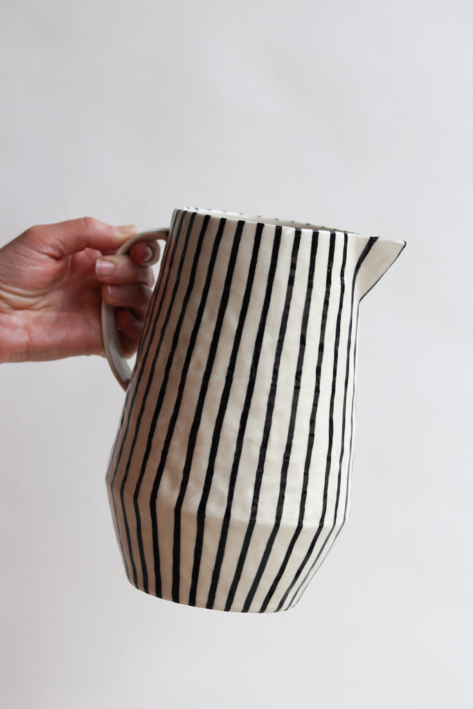 Black and White Striped Pitcher