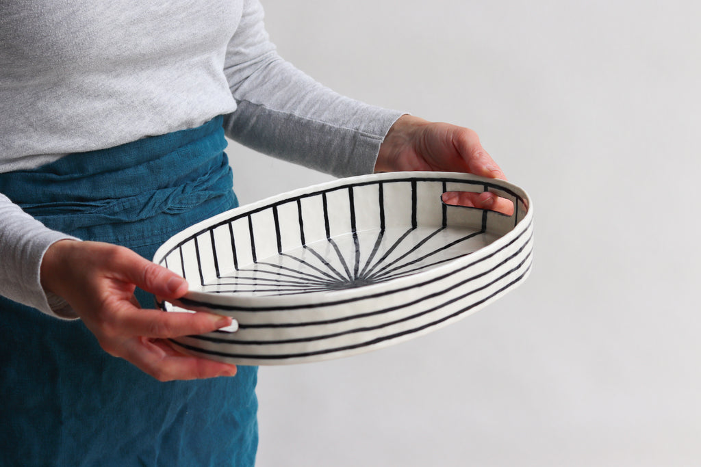 Oval Burst Serving Tray with Handles