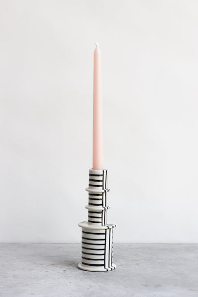 Horizontal Striped Candlestick Holder