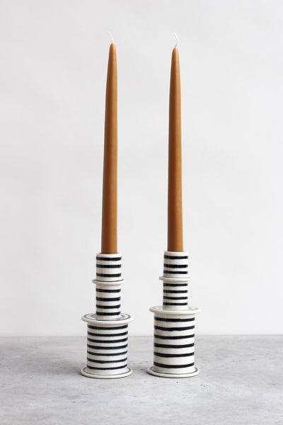 Horizontal Striped Candlestick Holder
