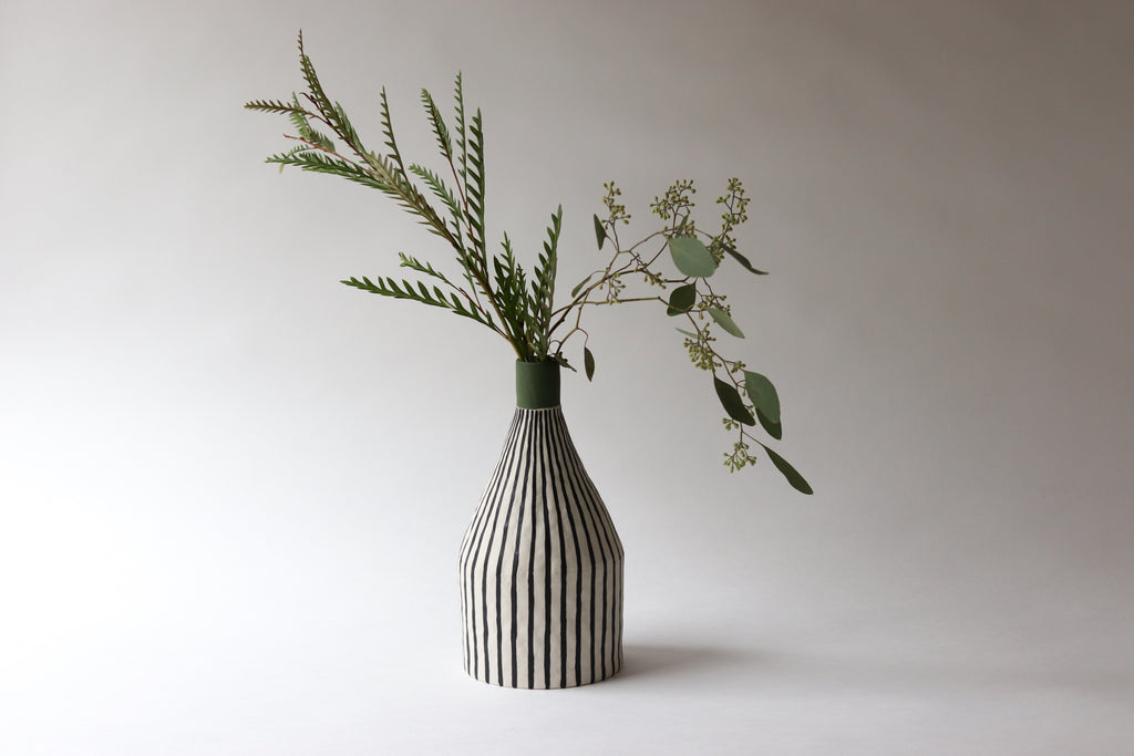 Pinstripe Bottle Vase