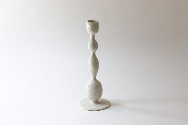 Pinched Candlestick Holder - Natural: 10"