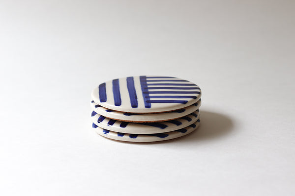 Line Play Coasters Set of 4 - Cobalt