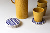 Grid Patterned Coaster Set of 4 - Cobalt