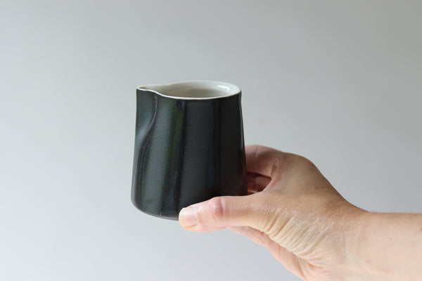 Mini Creamer with Glazed Stripes - Black