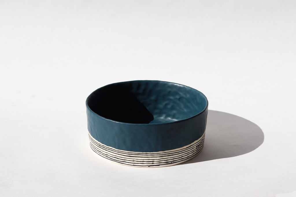 Everyday Pinched Serving Bowl with Stripes