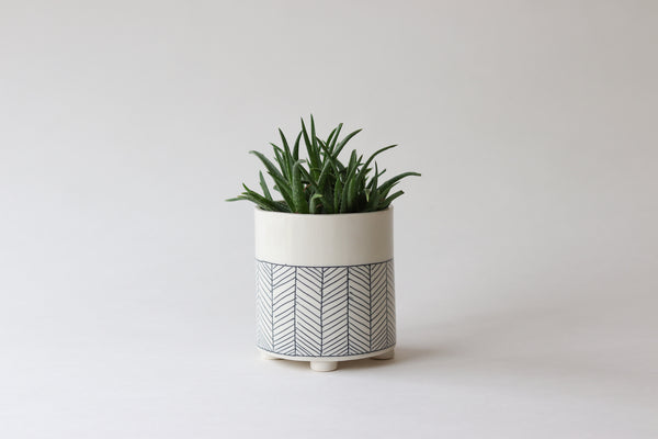 Herringbone Planter - White