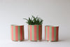 Footed Striped Planter - Coral and Dune