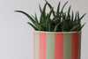 Striped Footed Planter - Coral and Dune