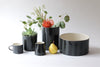 Utensil Holder with Glaze Stripes- Black