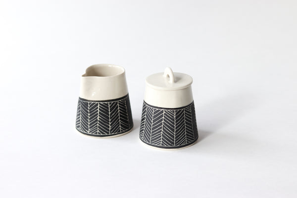 Herringbone Creamer + Sugar - Black