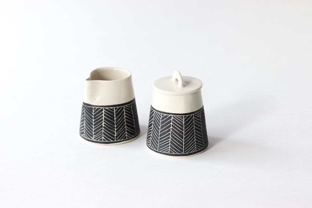 Herringbone Creamer + Sugar Set