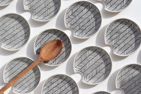 Herringbone Spoon Rest - White