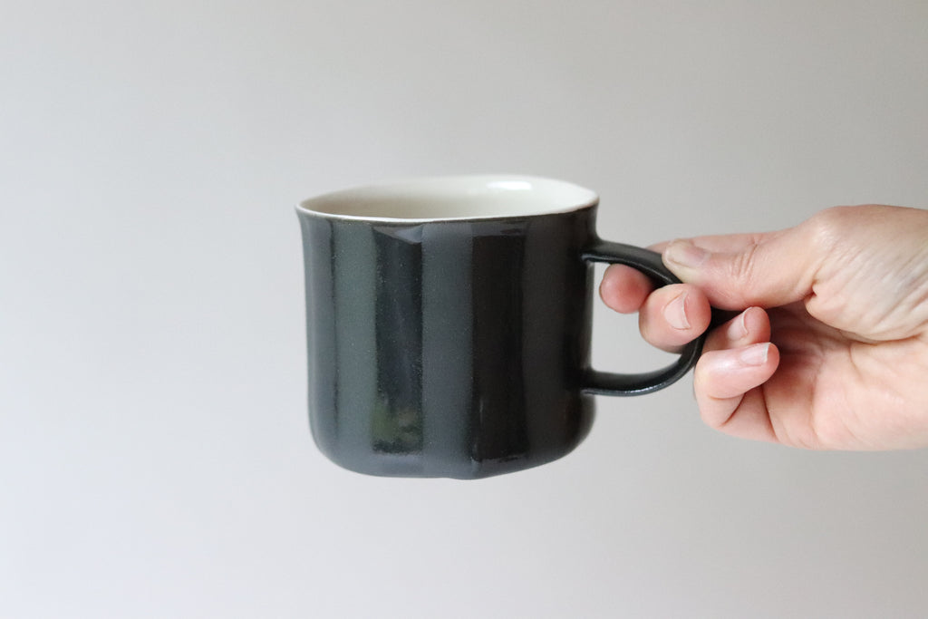 Mug with Glazed Stripes - Black