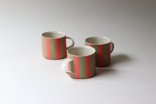 Newsprint Transfer Mug - Coral + Olive