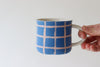 Newsprint Transfer Grid Mug - Sky and Summer Sweet - Large Handle