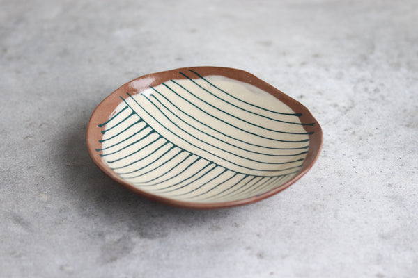 Newsprint Transfer Bowl on Brown Clay - Sand and Swell