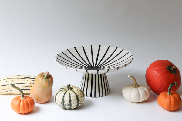 Burst Pedestal Bowl - Black and White