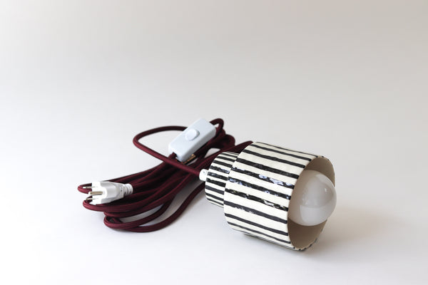 Pinstripe Pendant Swag Light - Plum