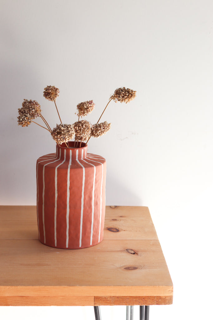 Pinstripe Vase - Rust