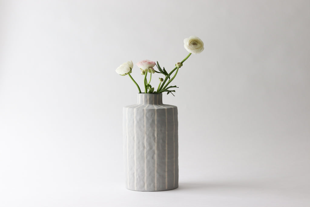 Pinstripe Vase - Fog