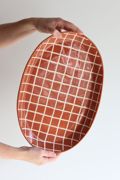 Grid Platter - Rust