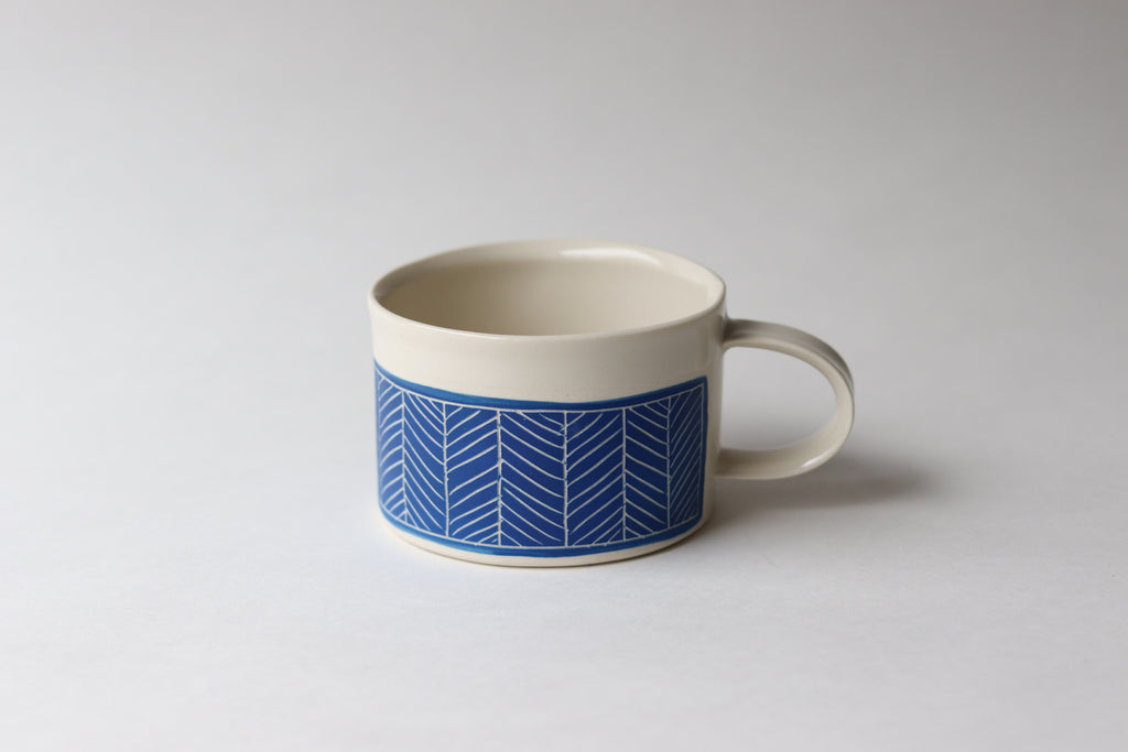 Herringbone Mug - Blue - SECOND