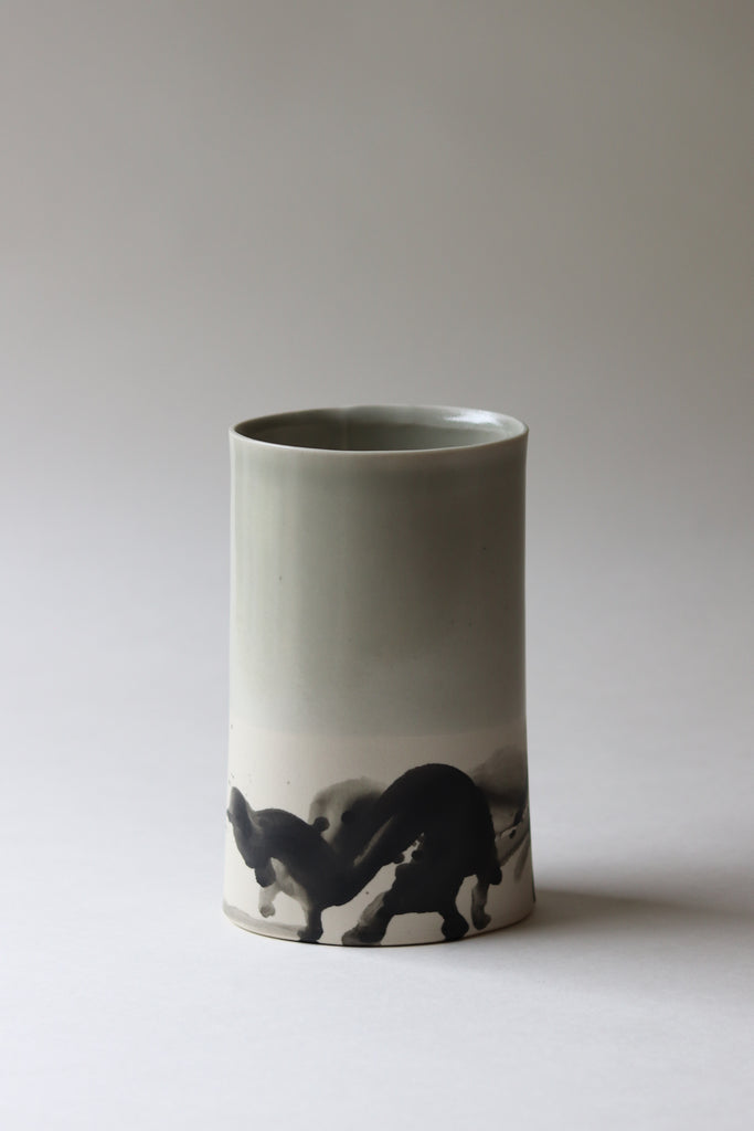 Oval Splatter Vase - Seafoam