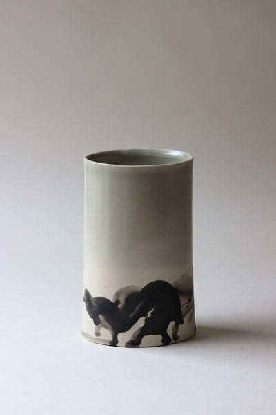 Oval Splatter Vase - Seafoam