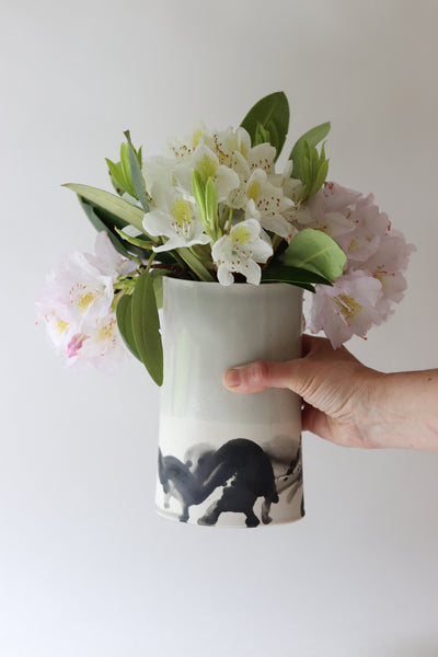 Oval Splatter Vase - Seafoam
